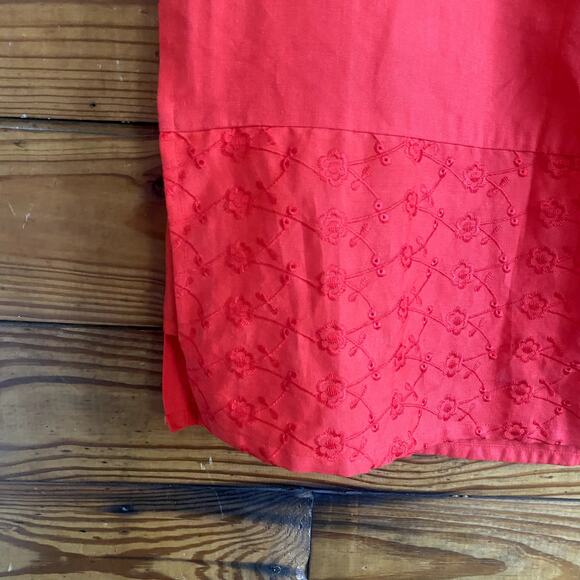 Sherry Taylor Collections red linen midi dress size Large - Picture 2 of 5